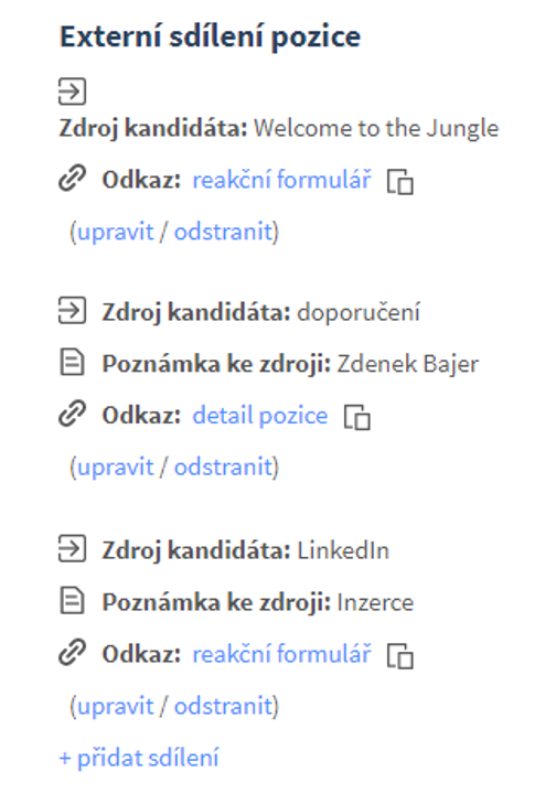 Externí sdílení pozice
